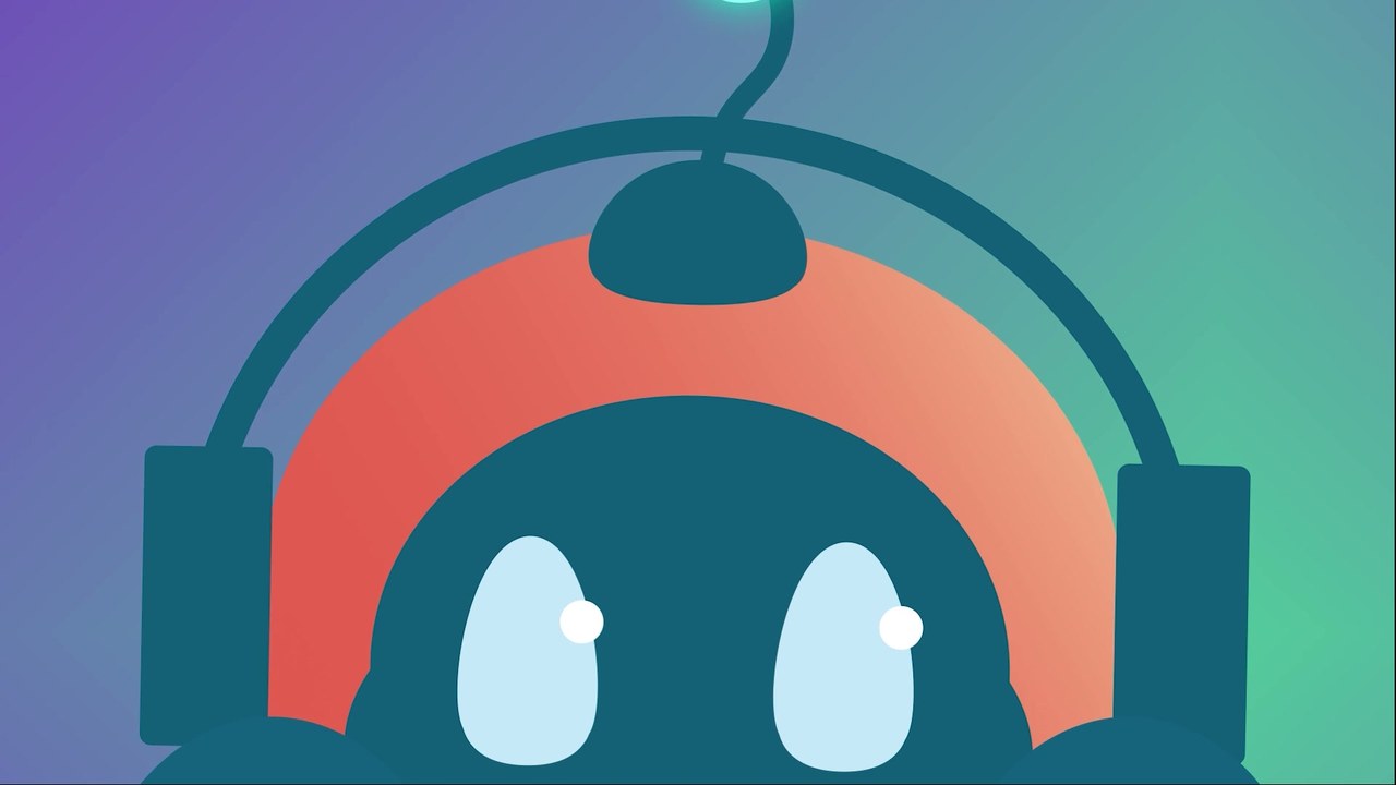 C-chatSupportのキャラクター、赤いロボの顔のアップ