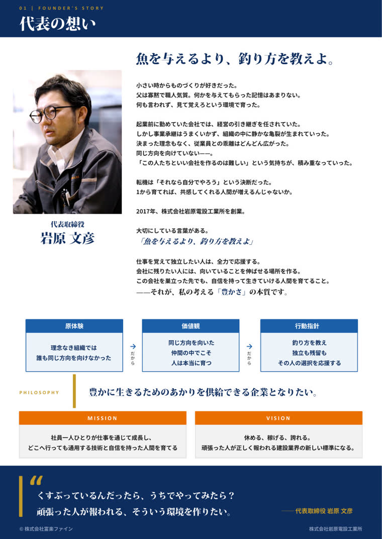 本質的魅力シート：代表の想い